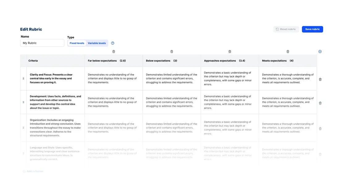CoGrader marking against your rubric