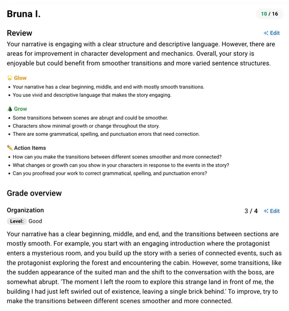 Example AI Grading Feedback Example AI Grading Feedback