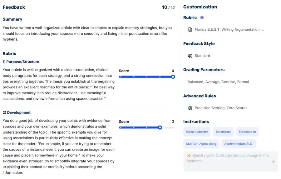CoGrader AI Feedback