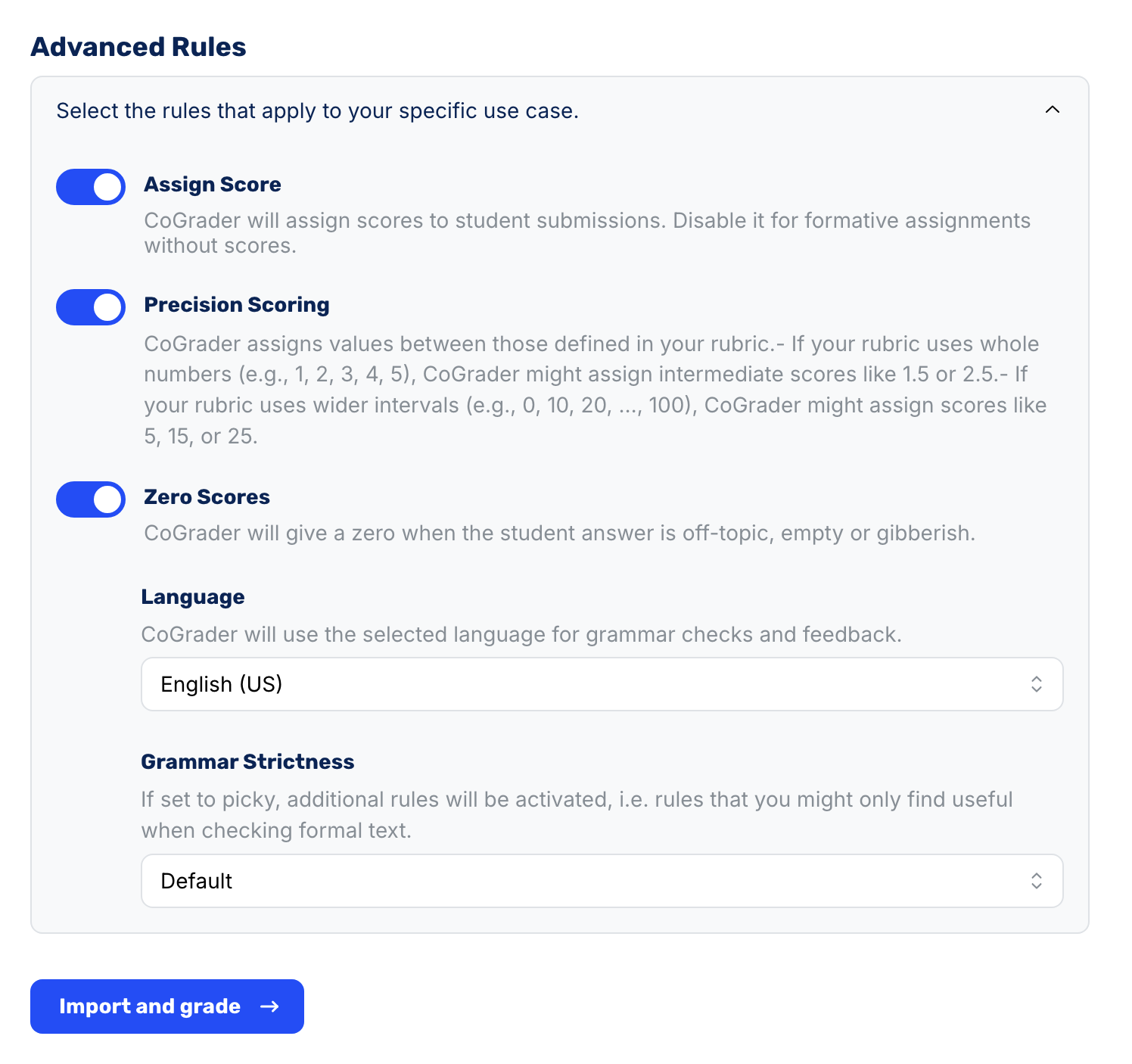 Advanced Rules: Assign Score and Import Grade