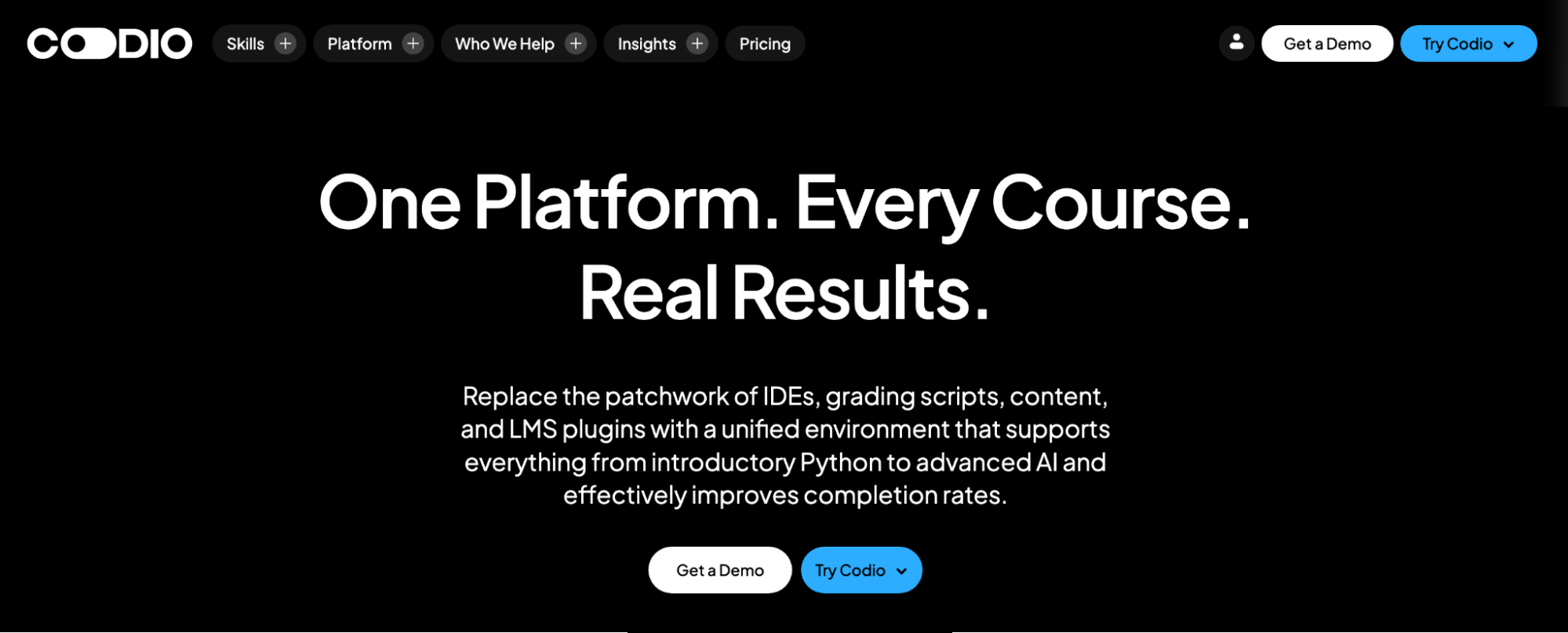Codio homepage