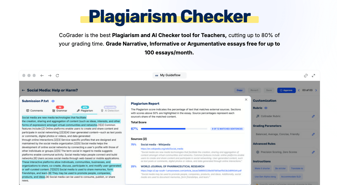 CoGrader Plagiarism Checker