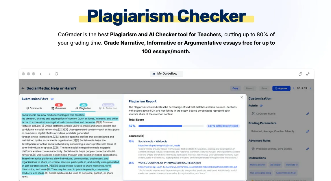 CoGrader plagiarism checker