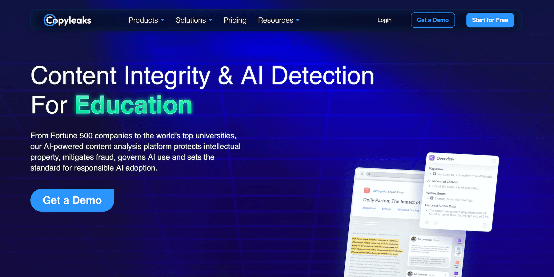 Copyleaks homepage: Content Integrity & AI Detection