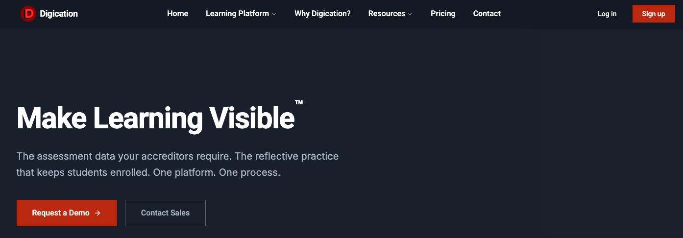 Digication homepage: Make Learning Visible