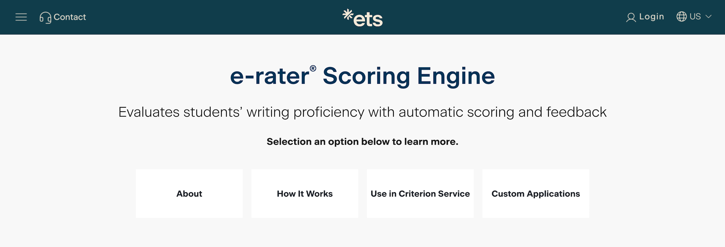 ETS e-rater homepage: e-rater Scoring Engine