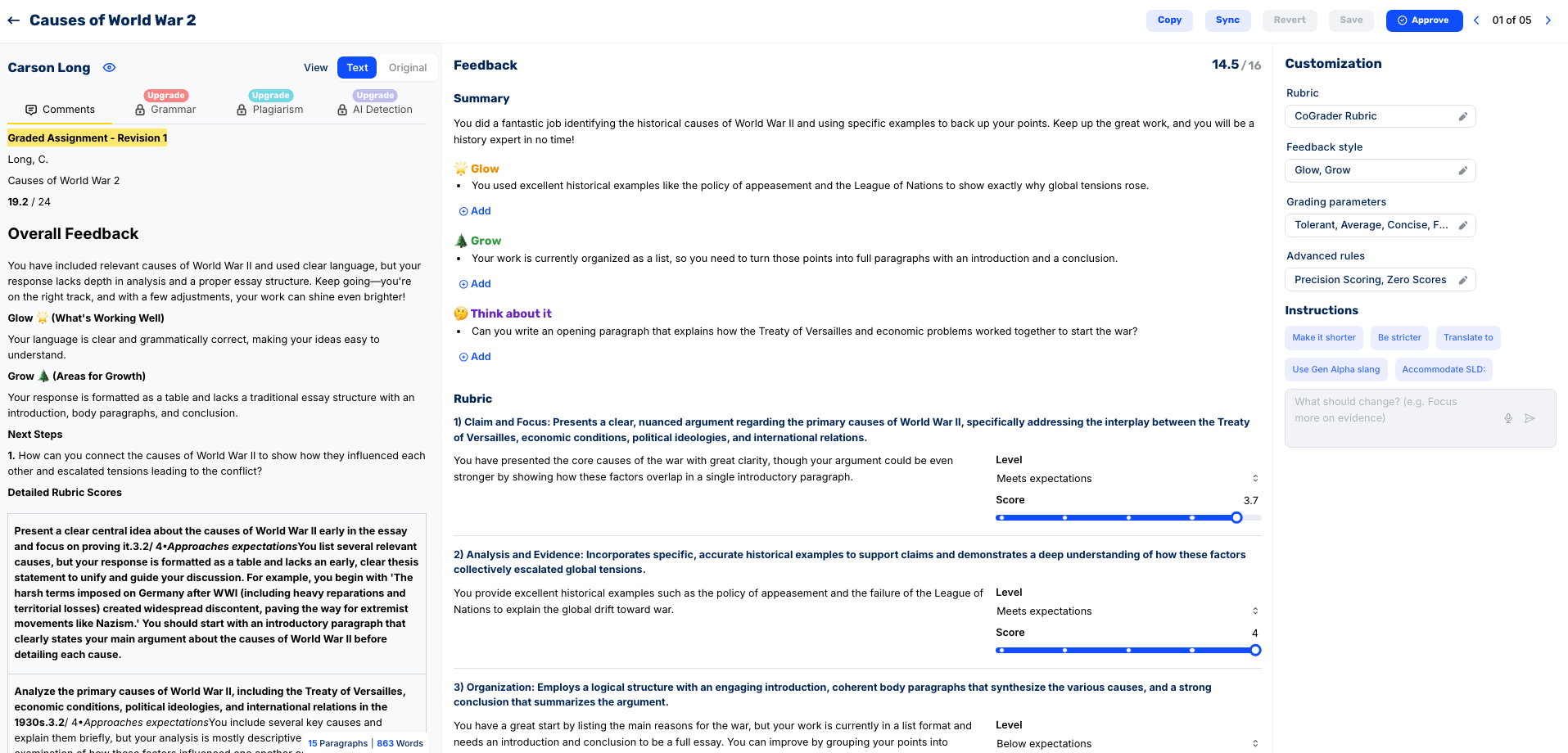 Feedback Summary: Causes of World War 2