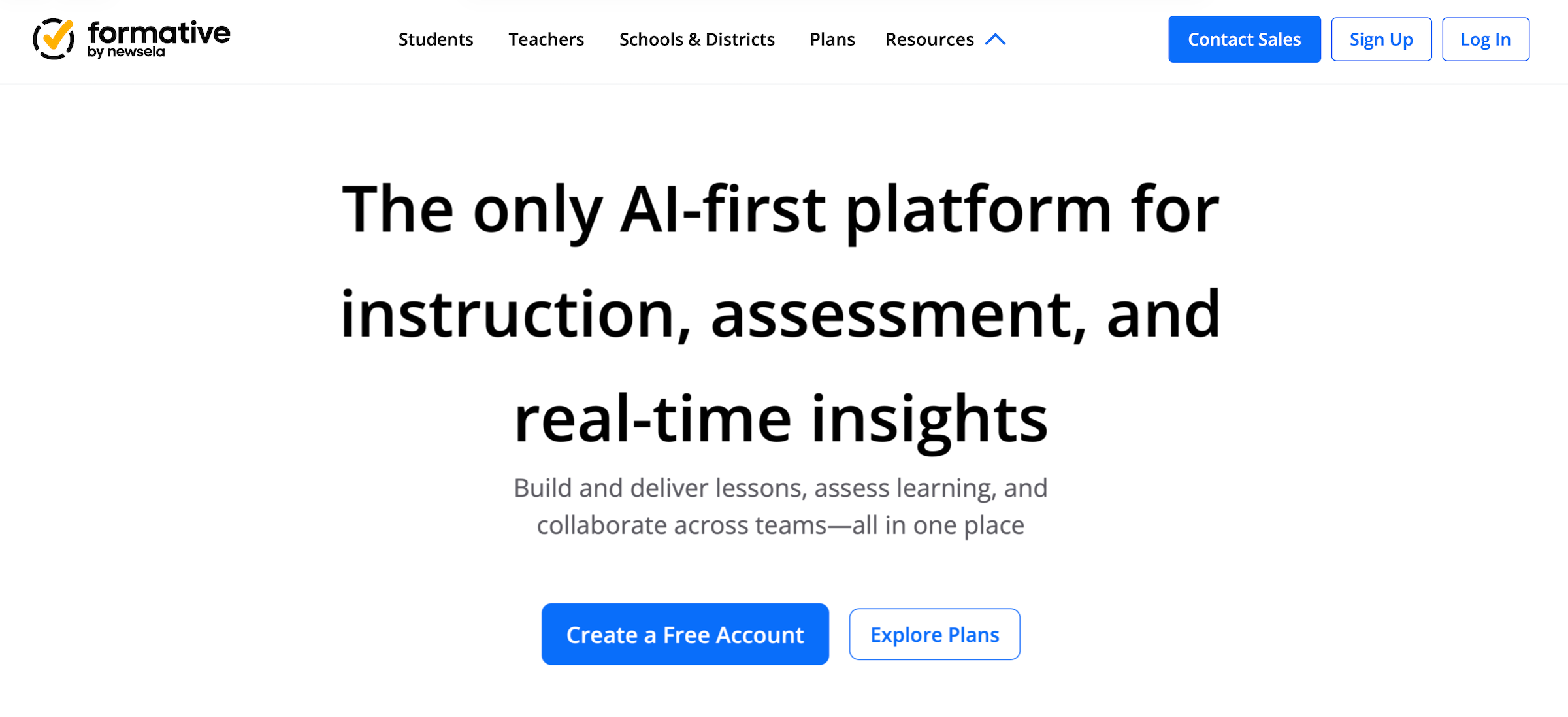 Formative homepage: Instant Feedback on Authentic Student Thinking