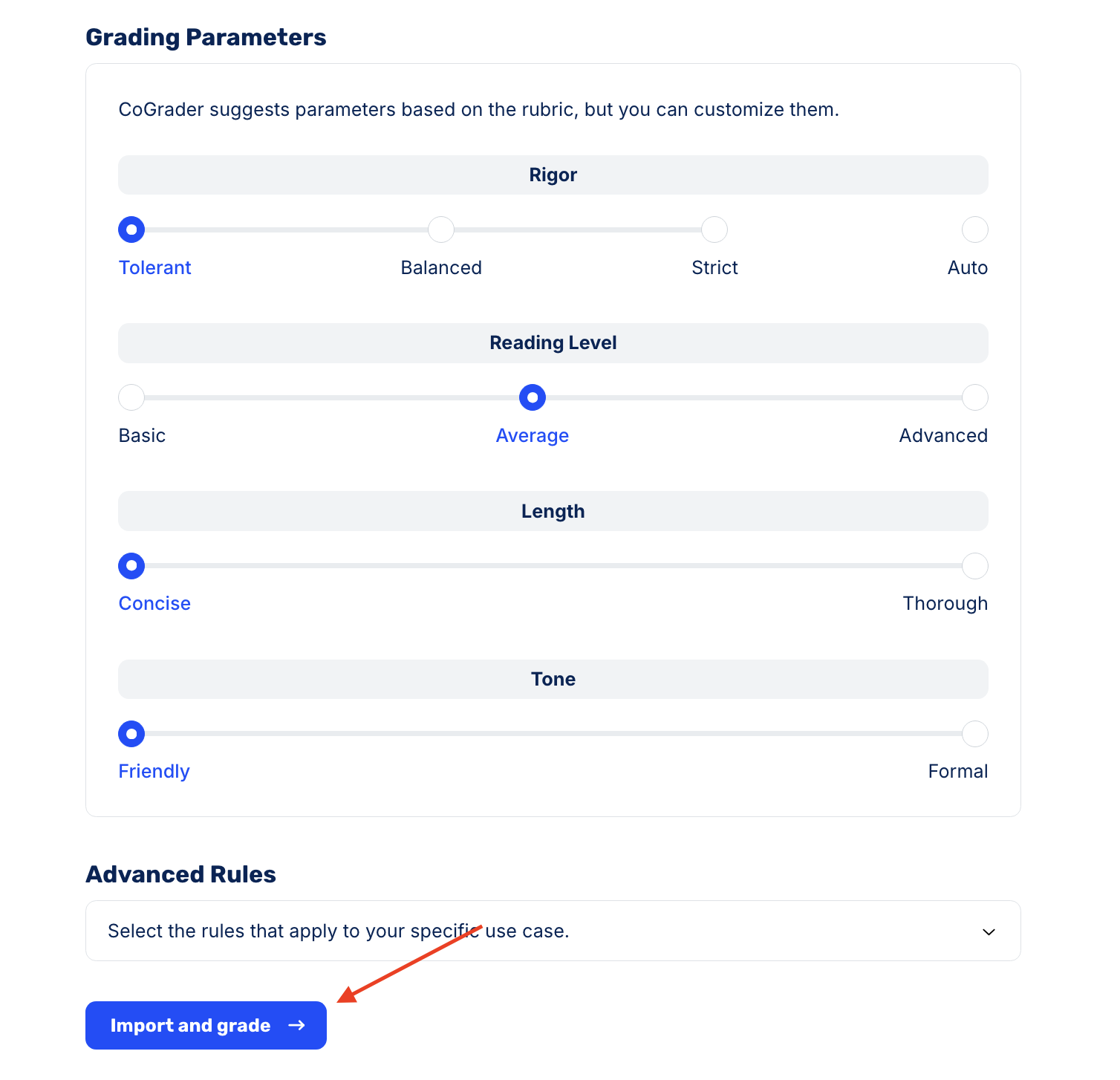 Grading Parameters: Import and Grade
