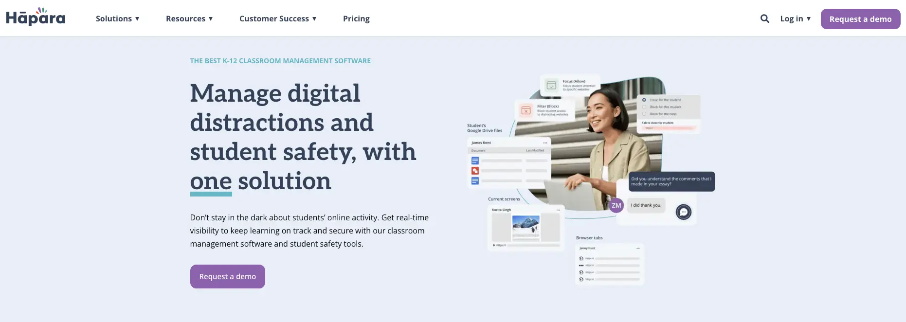 Hapara homepage: Manage digital distractions and student safety, with one solution