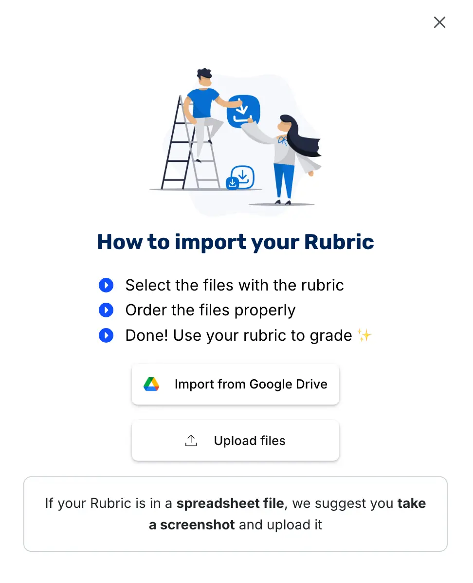 How to import your rubric: Select and organize the files