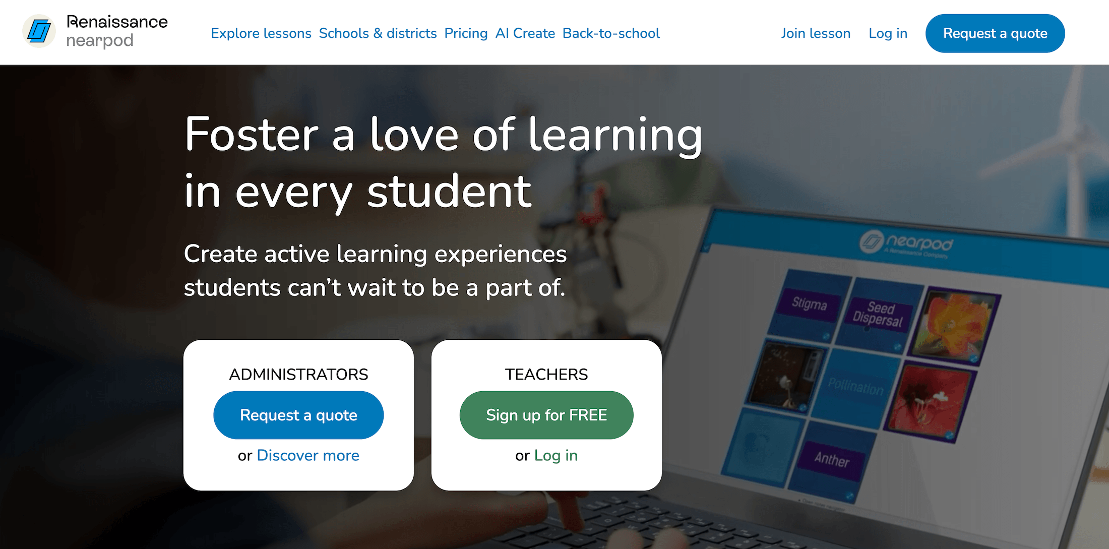 Nearpod homepage: Foster a love of learning in every student