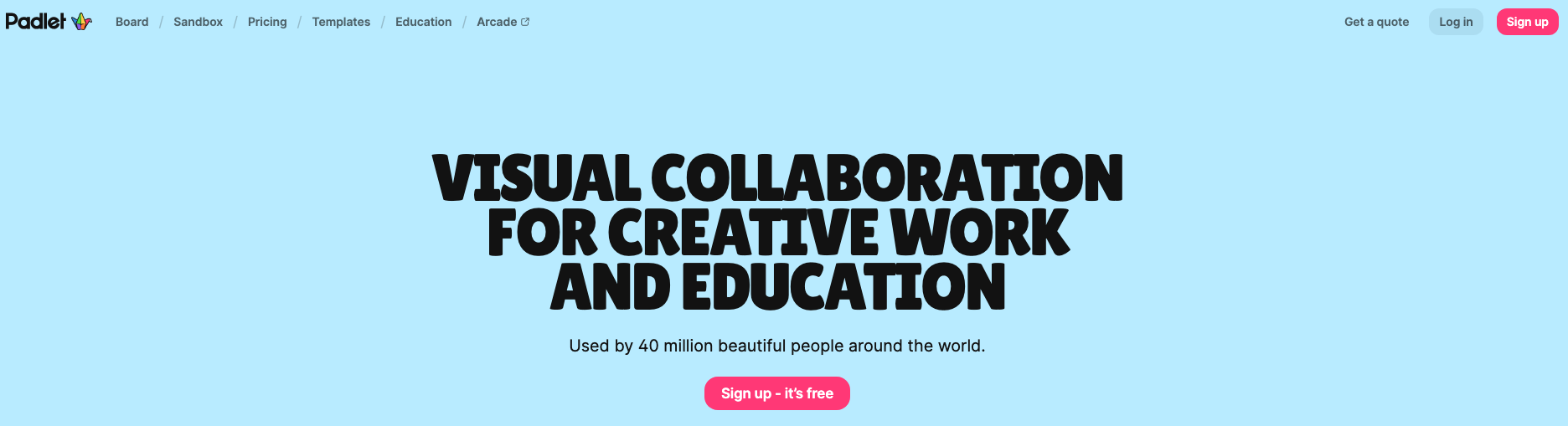 Padlet homepage: Visual Collaboration for Creative Work and Education