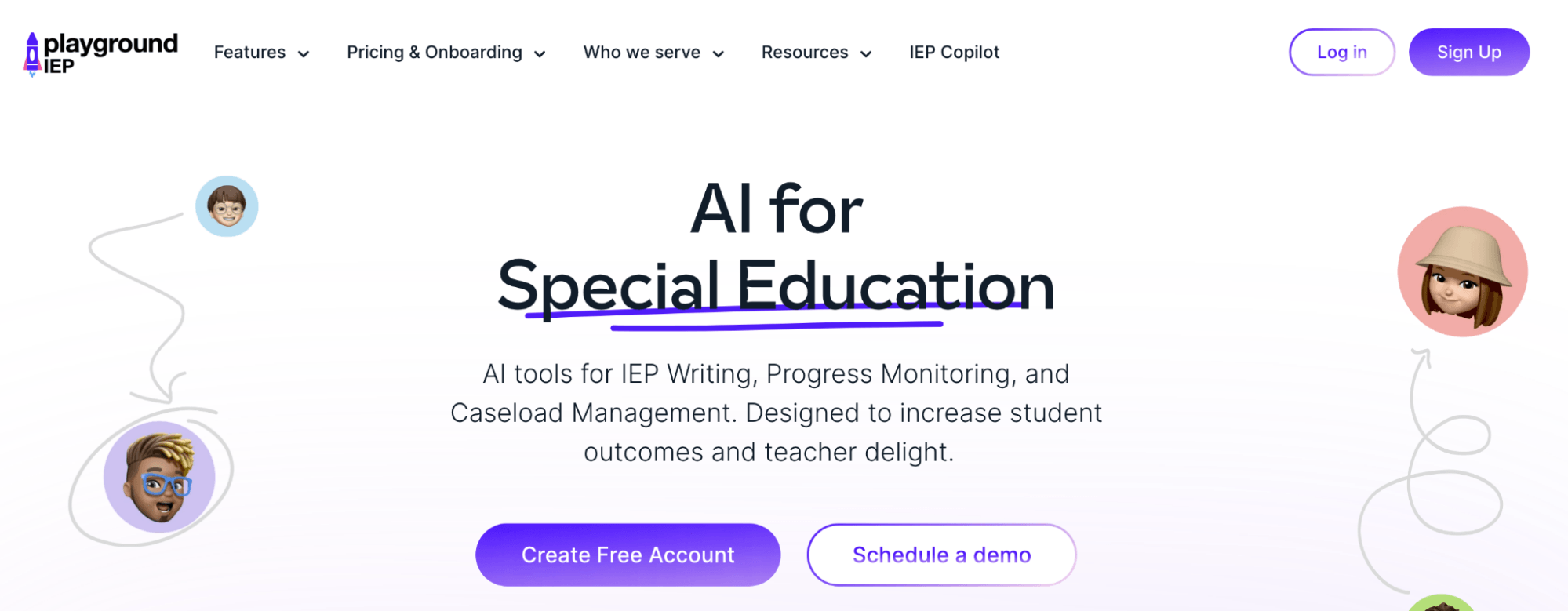 Playground IEP homepage: AI for Special Education