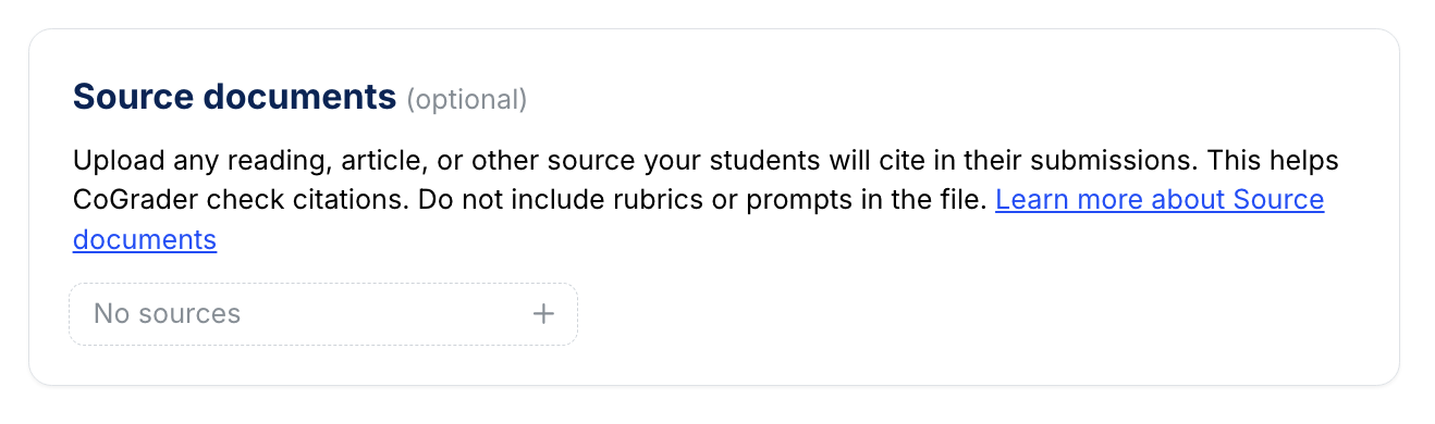 Source Documents: Upload any reading, article, or other source