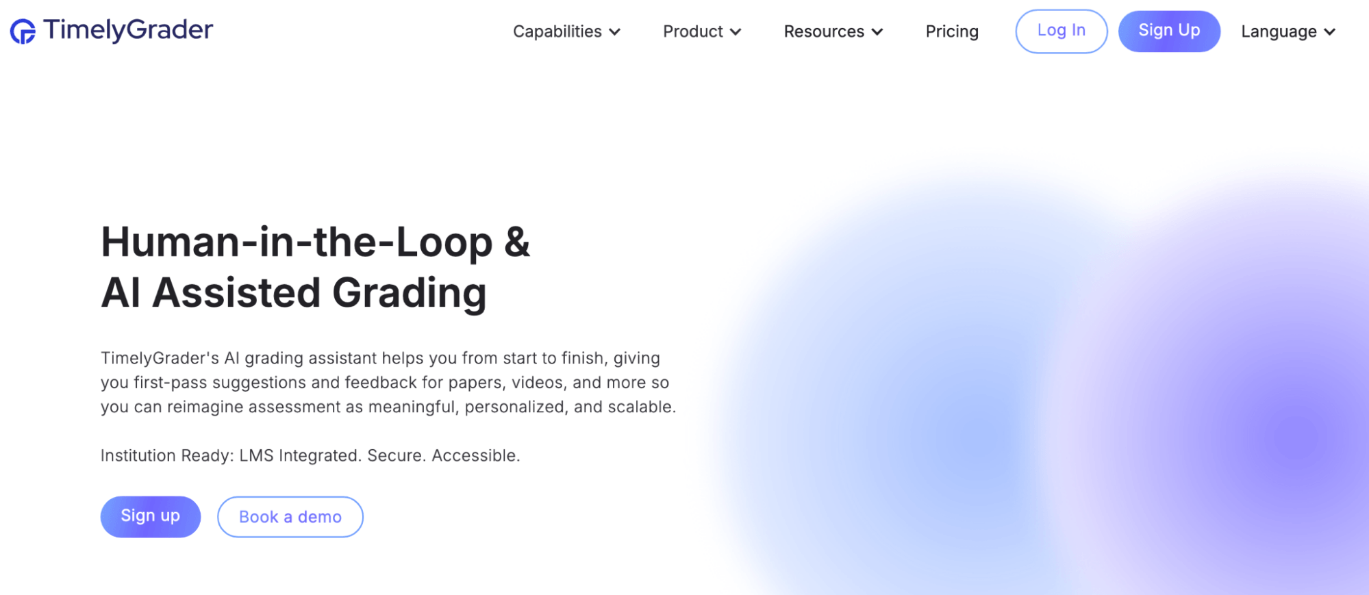 TimelyGrader homepage: Human-in-the-loop & AI-Assisted Grading
