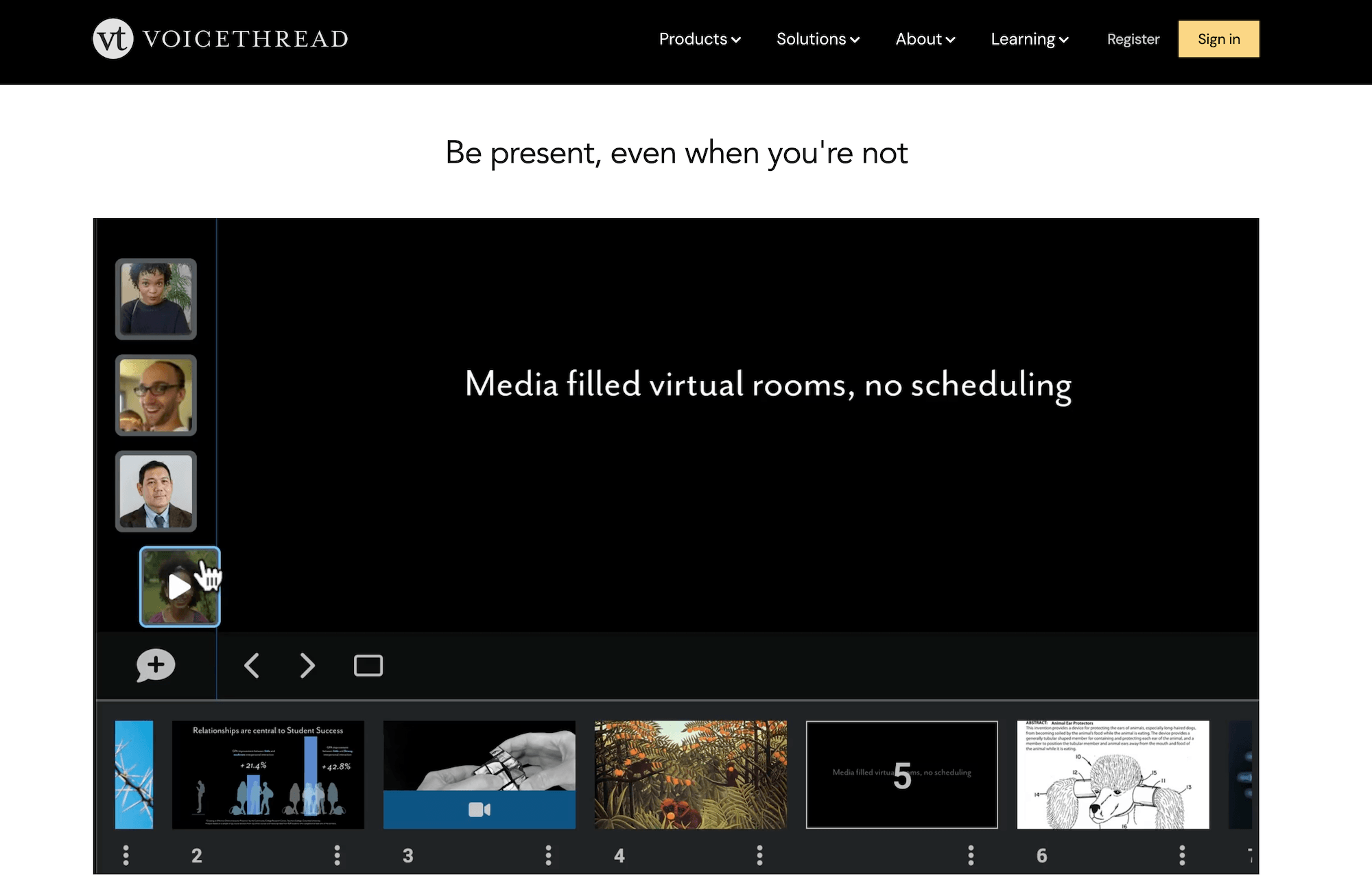 VoiceThread homepage: Be present, even when you're not