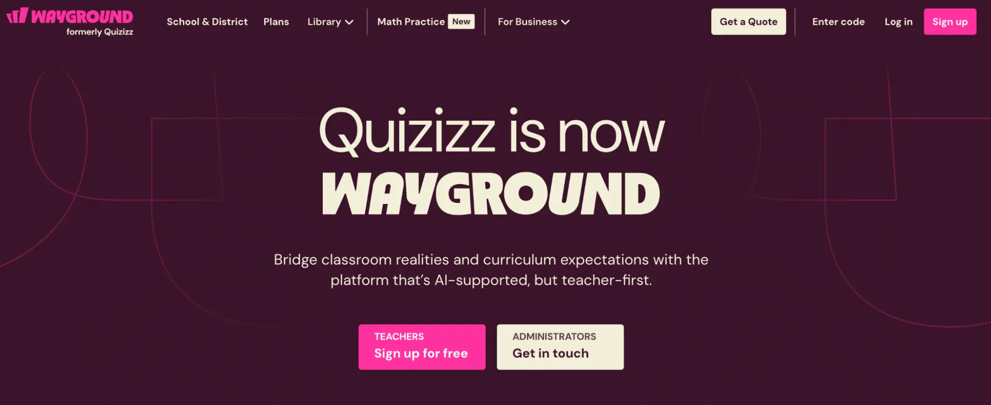 Wayground homepage: Quizizz is now Wayground