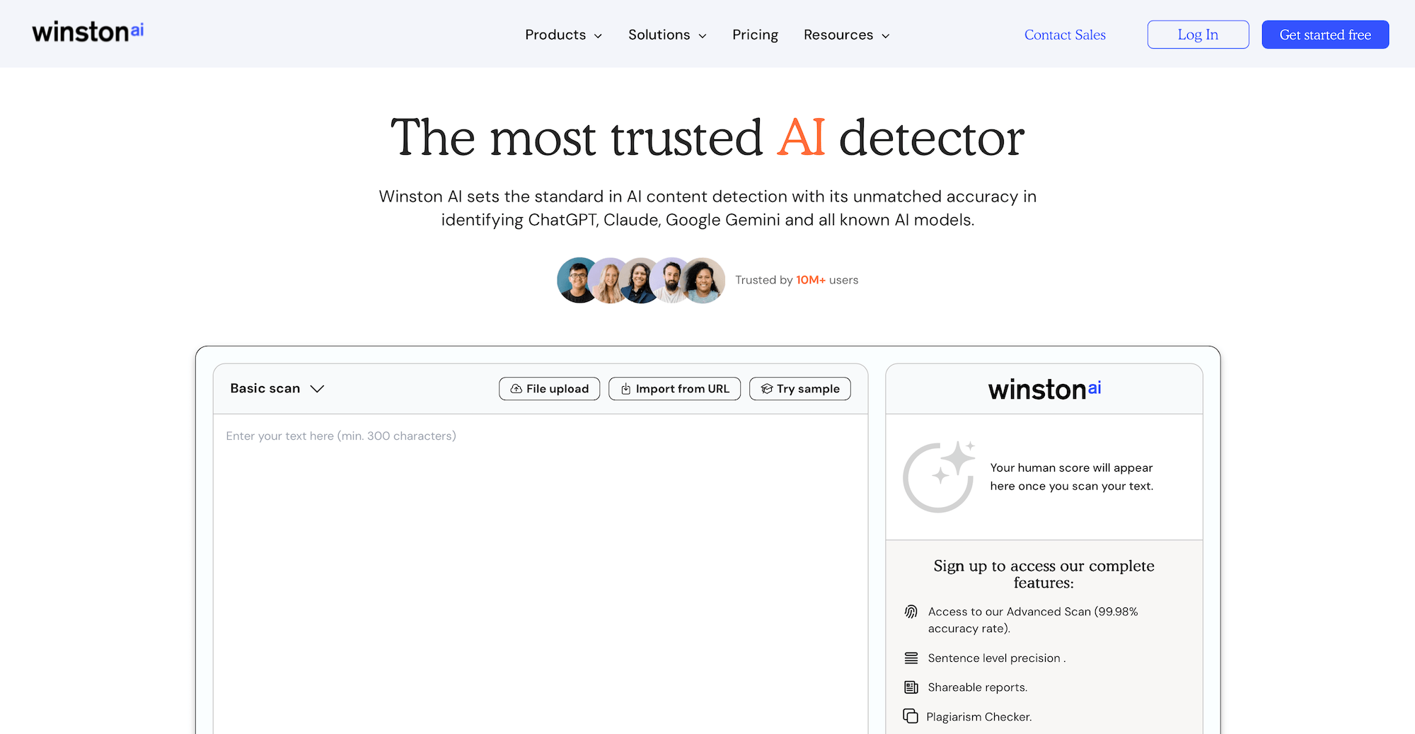 Winston AI homepage: The most trusted AI detector