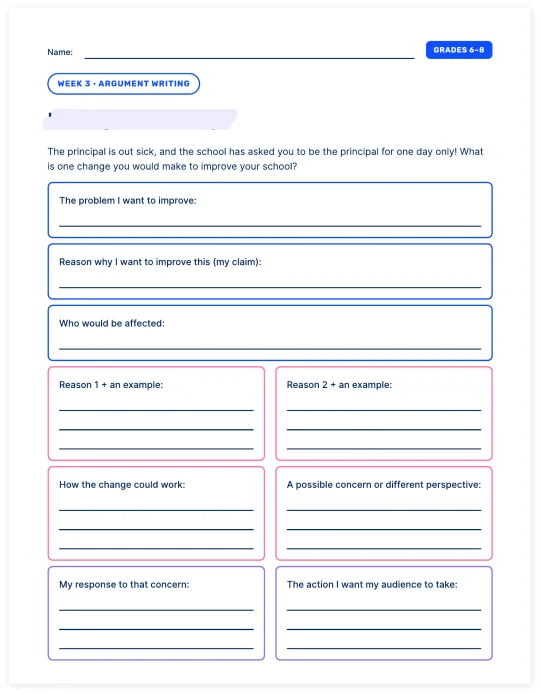 The Principal for a Day printable page
