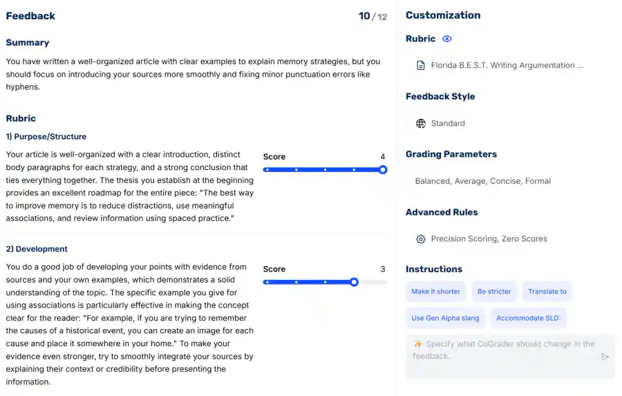 Review and adjust feedback
